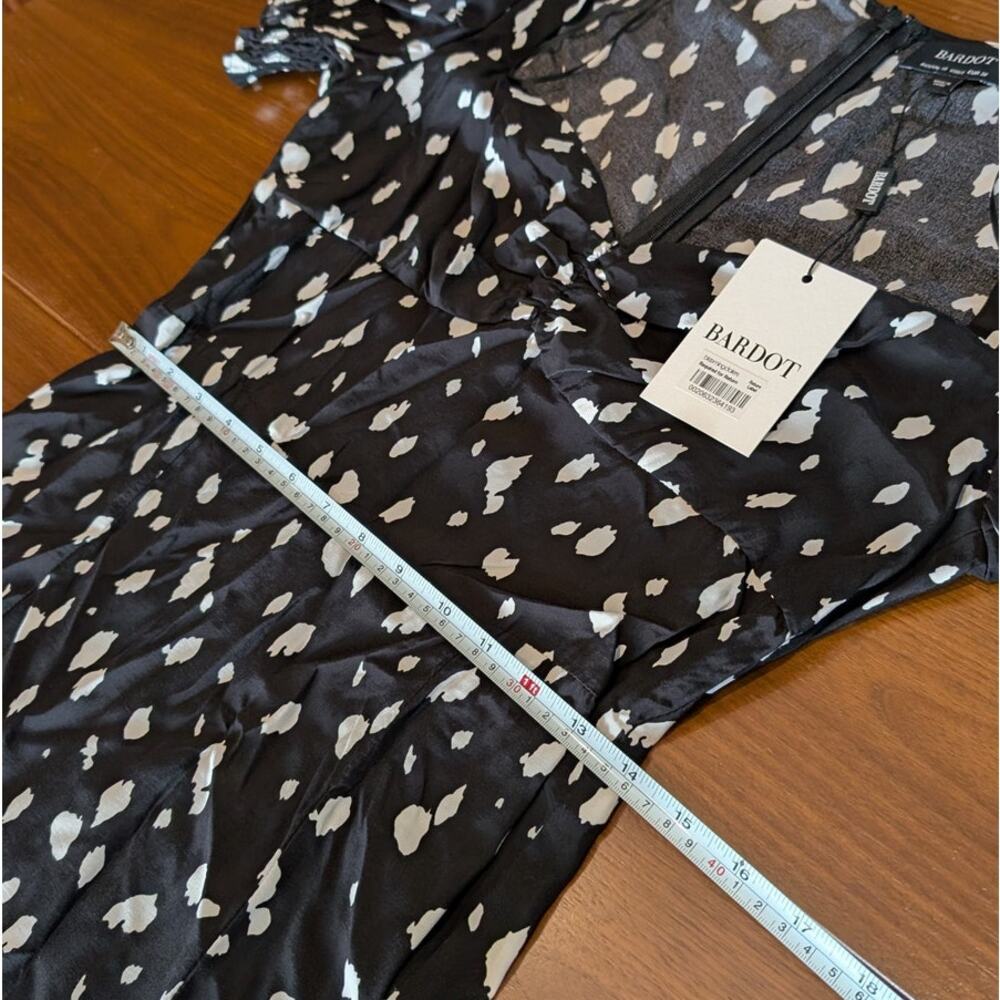 NWT Bardot Millie Black Abstract Spot Short Sleeve Midi Maxi Dress, size 6/S - Picture 8 of 10